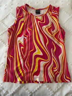 Nike Pink Yellow Swirl Athletic Tank Top